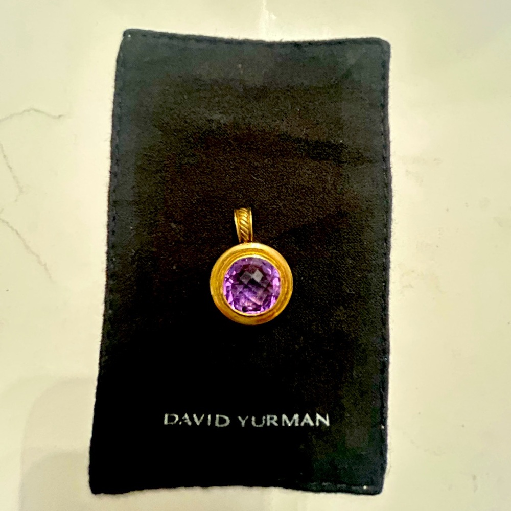 David Yurman 14k gold and Sterling silver Amethyst enhancer Pendant